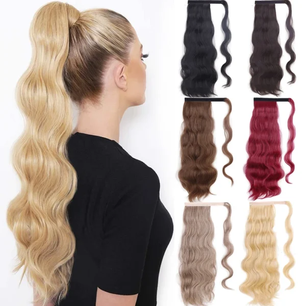 Ponytail Hair Extensions Hollywood Wave Blonde Wrap