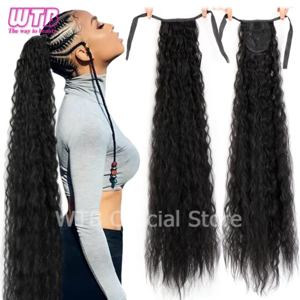 Curly Ponytail Extension Long Wavy Drawstring Clip-In Hair