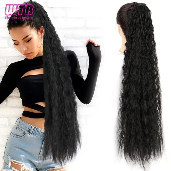 Curly Ponytail Extension Long Wavy Drawstring Clip-In Hair - Image 3