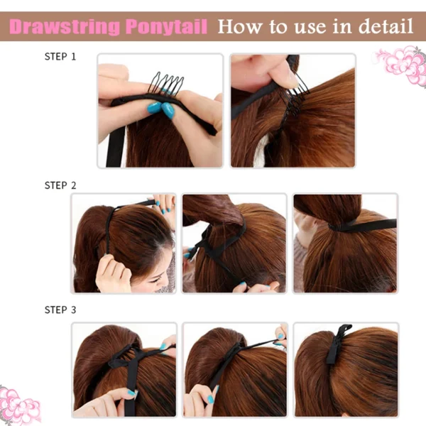 Curly Ponytail Extension Long Wavy Drawstring Clip-In Hair - Image 5