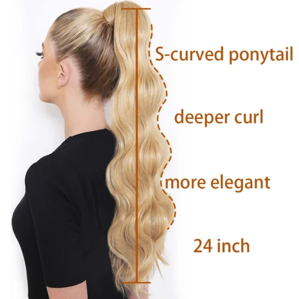 Ponytail Hair Extensions Hollywood Wave Blonde Wrap - Image 5