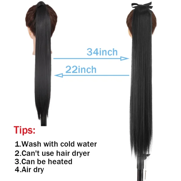 Merisihair Long Straight Synthetic Ponytail Hair Extensions Heat Resistant - Image 2