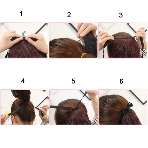 Jeedou Light Silver Gray Synthetic Ponytail Ribbon Drawstring Hairpiece - Image 4