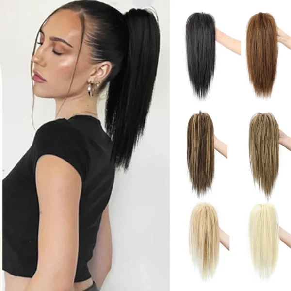 Ponytail Hair Extensions 16Inch Synthetic Short Straight Claw Clip Hairpiece