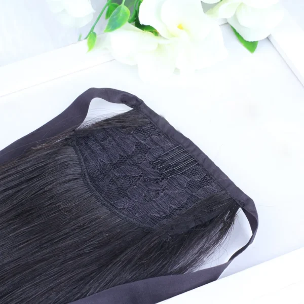 Ponytail Hair Extensions Long Straight Ribbon Clip-On Hairpiece - Image 5