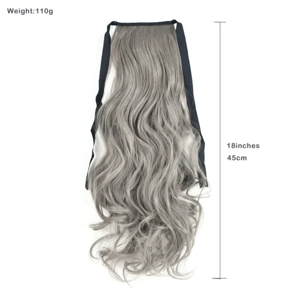 Jeedou Light Silver Gray Synthetic Ponytail Ribbon Drawstring Hairpiece - Image 3