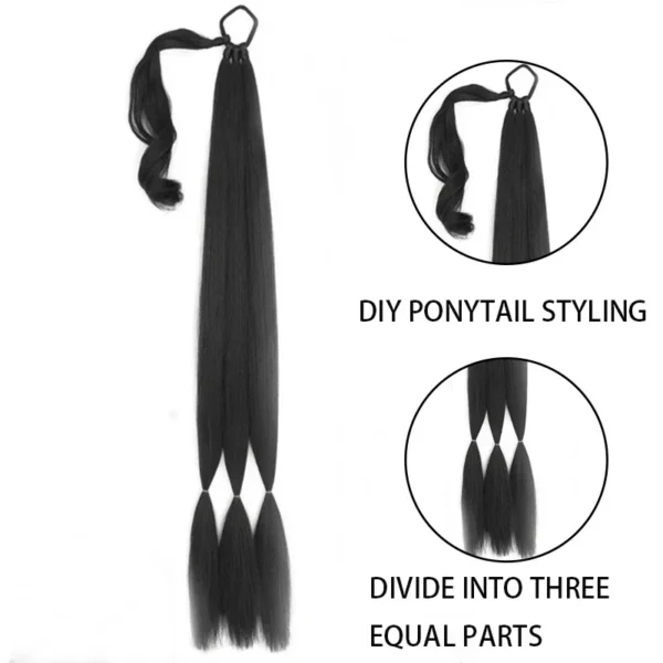 Ponytail Hair Extensions, 30 Inch Straight Braided Synthetic Hair - Image 4