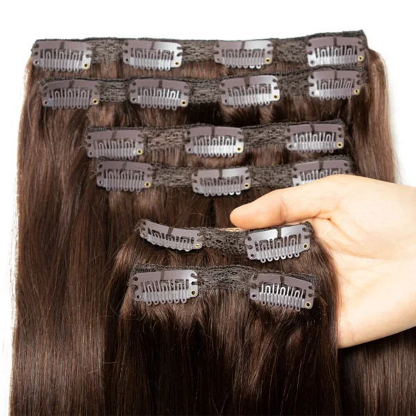 Curly Ponytail Extension Dark Brown Clip-in Full Head 6PCS - Image 3