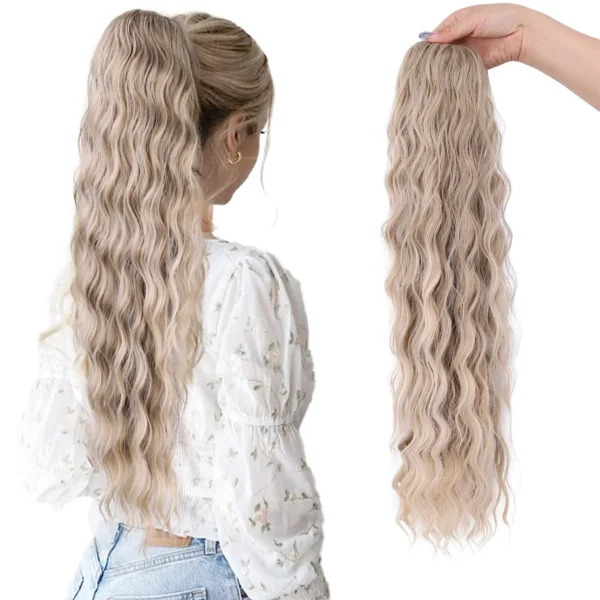 Ponytail Hair Extensions 28 Inch Curly Wavy Drawstring