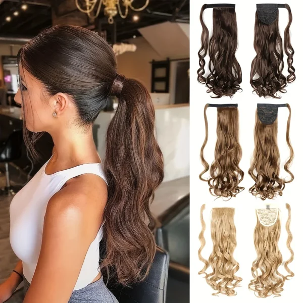 Curly Ponytail Extension Wavy Heat Resistant Wrap Around