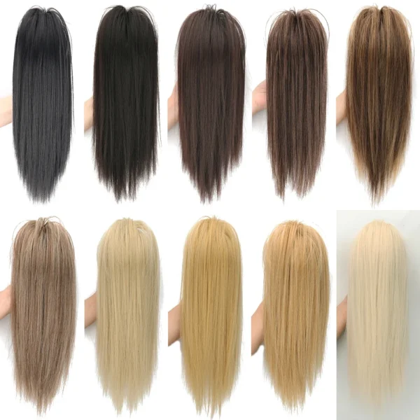 Ponytail Extensions 16 Inch Straight Claw Clip Natural Hairpiece - Image 5