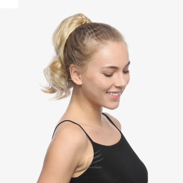 Curly Ponytail Extension Wavy Claw Clip Blonde Mixed - Image 5