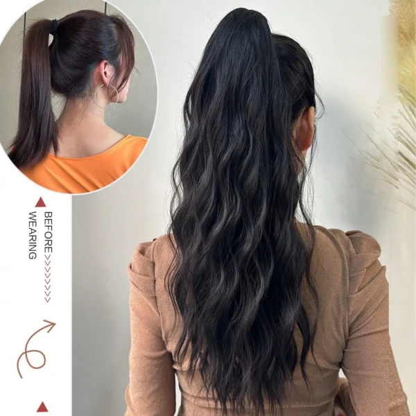 Curly Ponytail Extension Long Wavy Soft Synthetic Claw Clip - Image 2