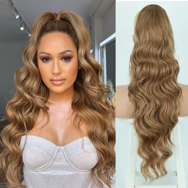 Ponytail Hair Extensions Long Synthetic 24 Inch Wavy