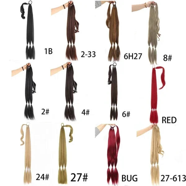 Ponytail Hair Extensions, 30 Inch Straight Braided Synthetic Hair - Image 5