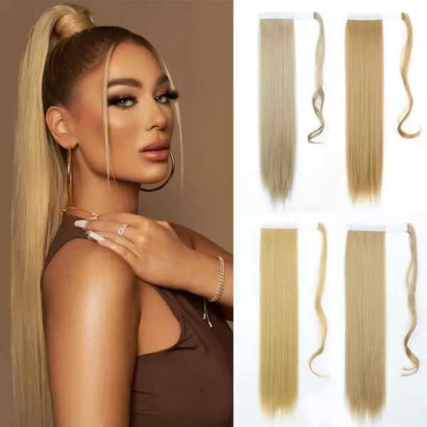 Ponytail Hair Extensions Long Straight Synthetic Heat-Resistant 22 34 Inch