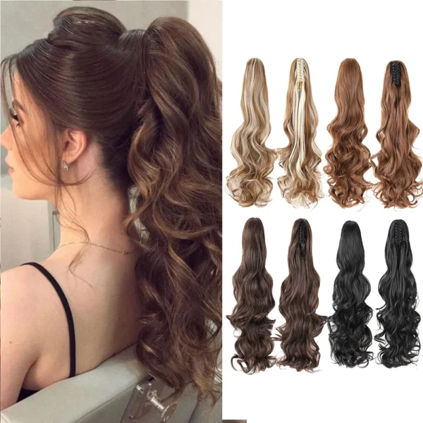 Ponytail Hair Extensions Claw Clip Wavy Synthetic Curly Hairpiece