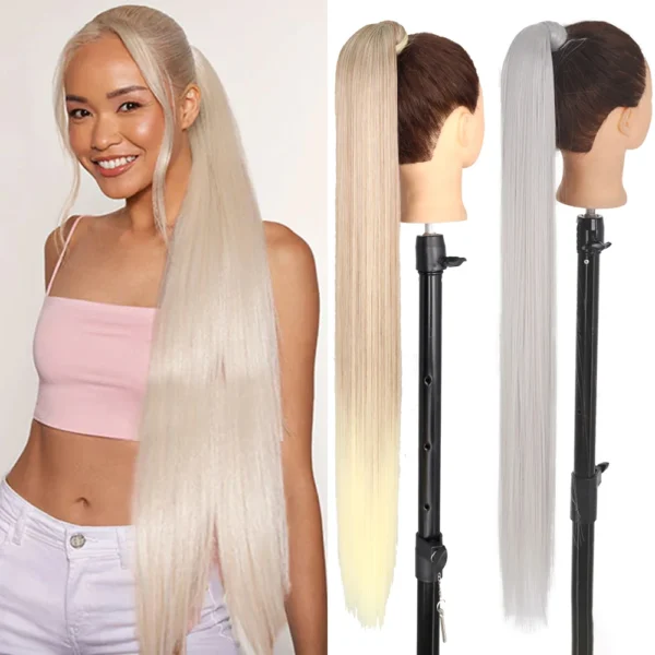 Ponytail Hair Extensions 85cm Straight Synthetic Clip-In