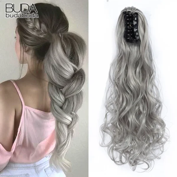 Ponytail Extensions, Synthetic Long Wavy Curly Hair Claw Clip