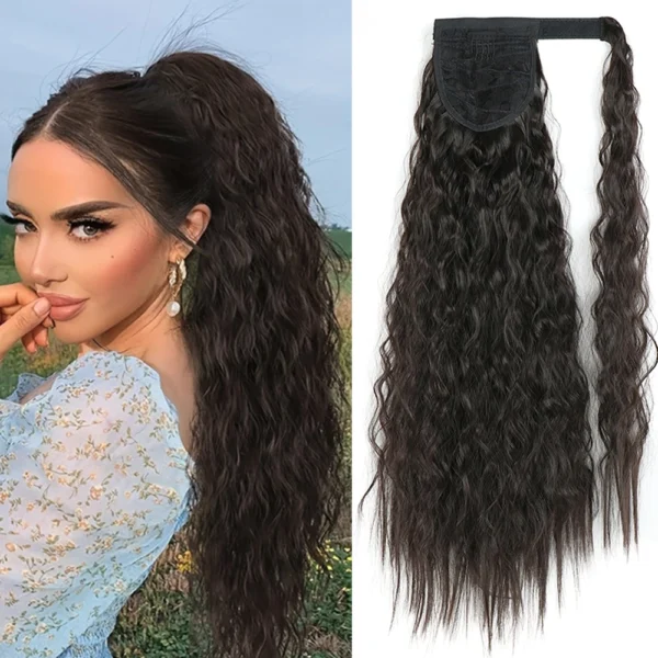 Ponytail Hair Extensions Synthetic Long Corn Wrap Around Clip-In 22Inch