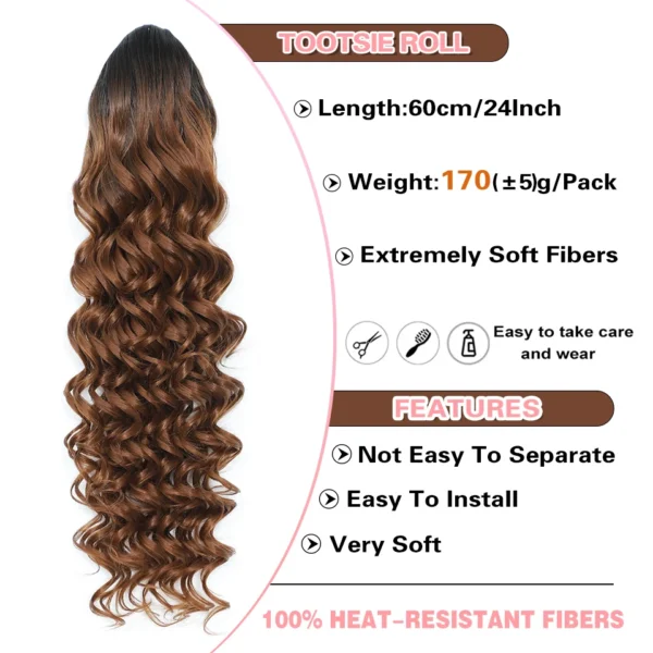 Ponytail Extensions: 24-inch Long, Curly, Fluffy Clip-in Hair For Daily Use - Image 4