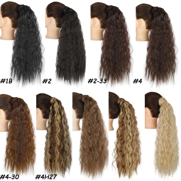 Ponytail Hair Extensions Synthetic Long Corn Wrap Around Clip-In 22Inch - Image 3