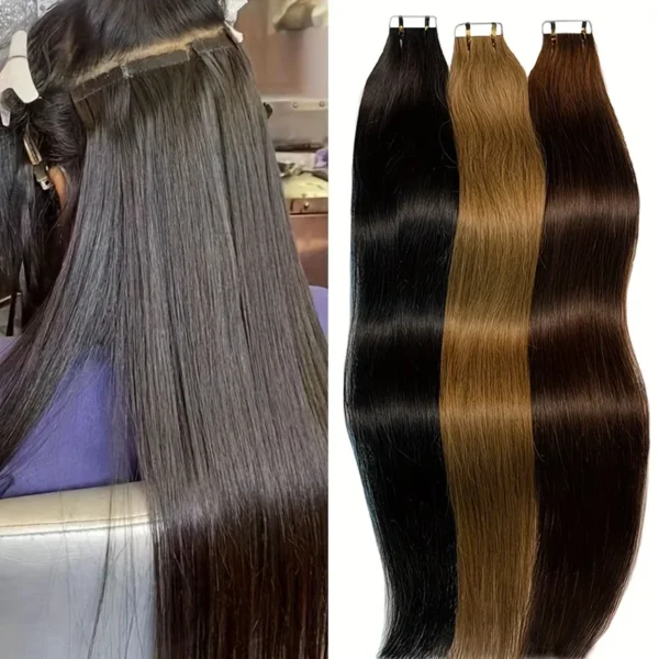 Ponytail Extensions Human Hair Straight Tape-In 20 Pcs Women