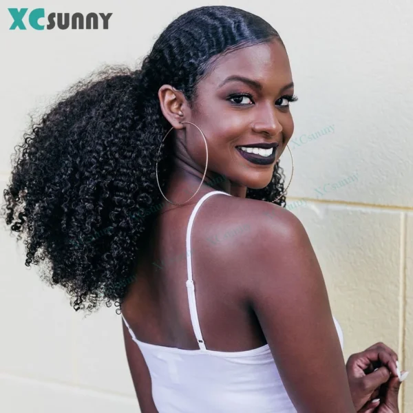 Curly Ponytail Extension Kinky Curly Human Hair Wrap Around