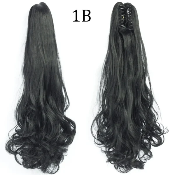 Curly Ponytail Extension 22" Wavy Claw Clip Black - Image 2