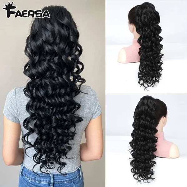 Ponytail Extensions: 24-inch Long, Curly, Fluffy Clip-in Hair For Daily Use