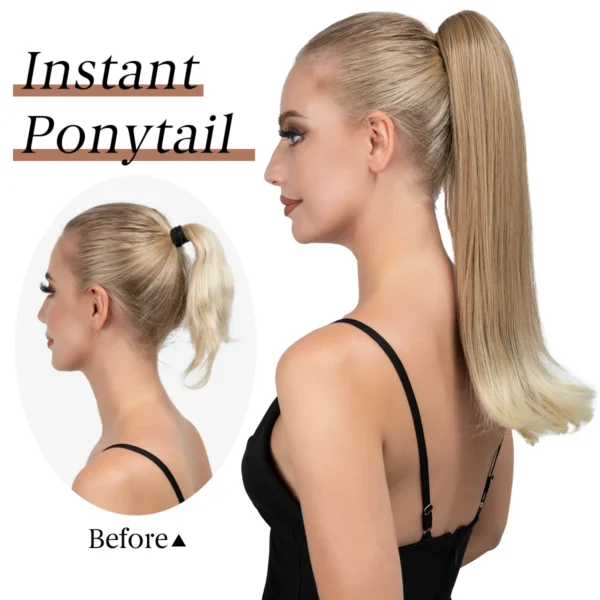 Ponytail Hair Extensions Claw Clip Silky Straight Long Hairpiece - Image 5