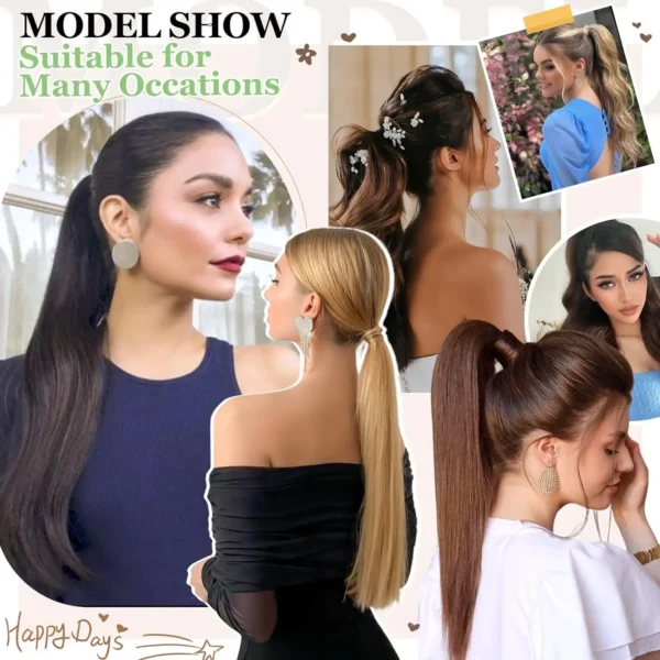 Ponytail Hair Extensions 26Inch Long Straight Claw Clip Synthetic Hairpiece - Image 2