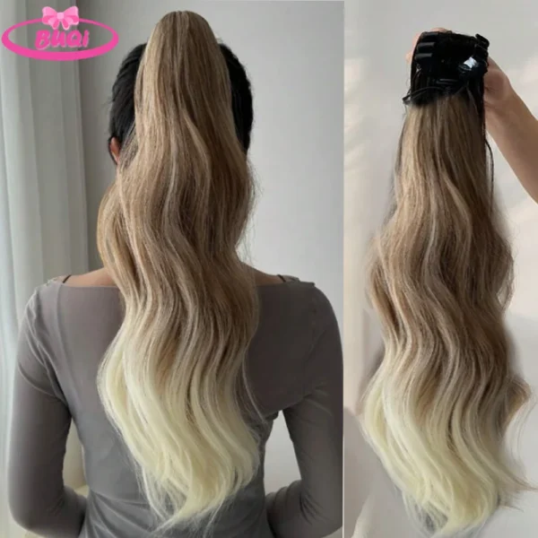 Ponytail Hair Extensions 24inch Body Wave Water