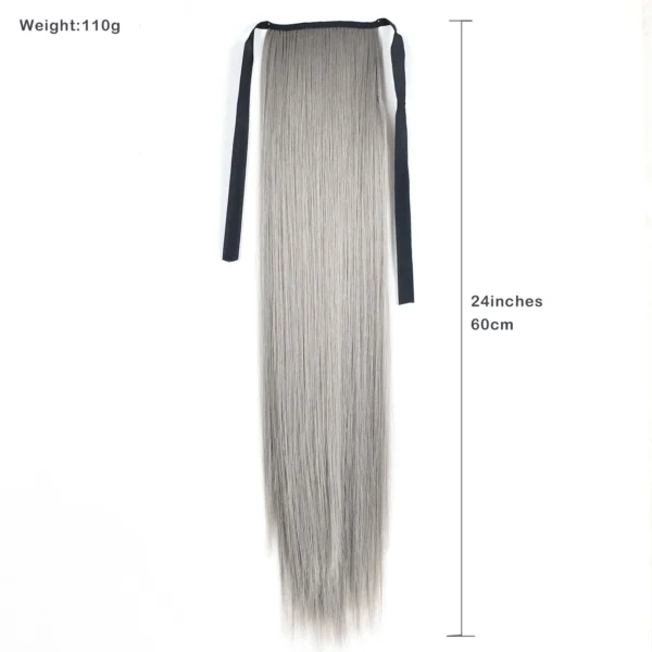 Jeedou Light Silver Gray Synthetic Ponytail Ribbon Drawstring Hairpiece - Image 2