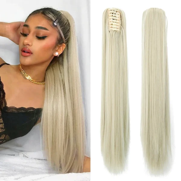 Ponytail Hair Extensions 24Inch Straight Blonde Brown