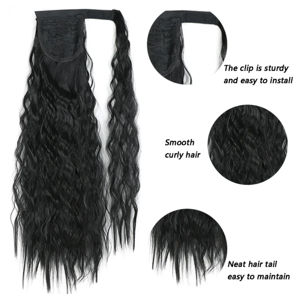 Ponytail Hair Extensions Synthetic Long Corn Wrap Around Clip-In 22Inch - Image 2