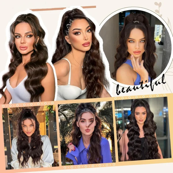 Ponytail Extensions: 24-inch Long, Curly, Fluffy Clip-in Hair For Daily Use - Image 2