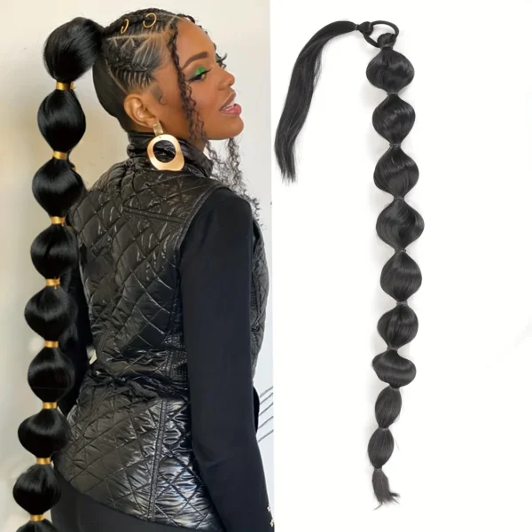 Synthetic African Fluffy Bubble Ponytail Hair Extensions For Voluminous Look