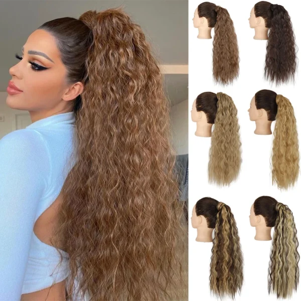 Curly Ponytail Extension Synthetic Long Drawstring Fiber